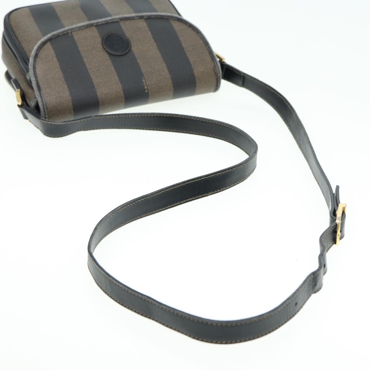 FENDI Pecan Canvas Shoulder Bag Brown Black yk13727