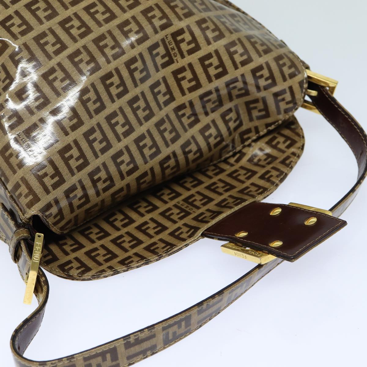FENDI Zucchino Canvas Mamma Baguette Shoulder Bag Beige yk13733