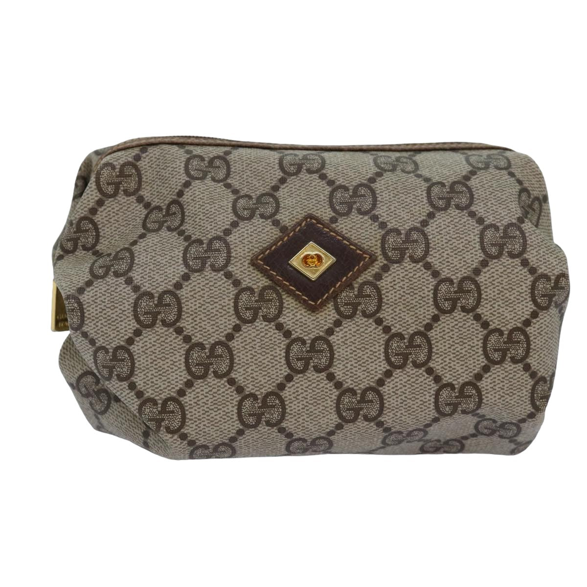 GUCCI GG Supreme Pouch PVC Leather Beige yk13742
