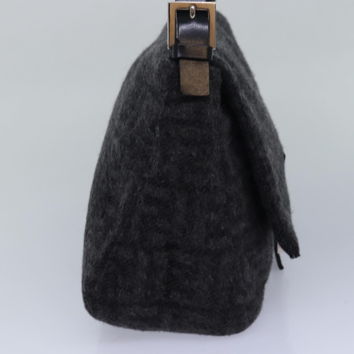 FENDI Zucca Canvas Mamma Baguette Shoulder Bag Wool Black yk13747