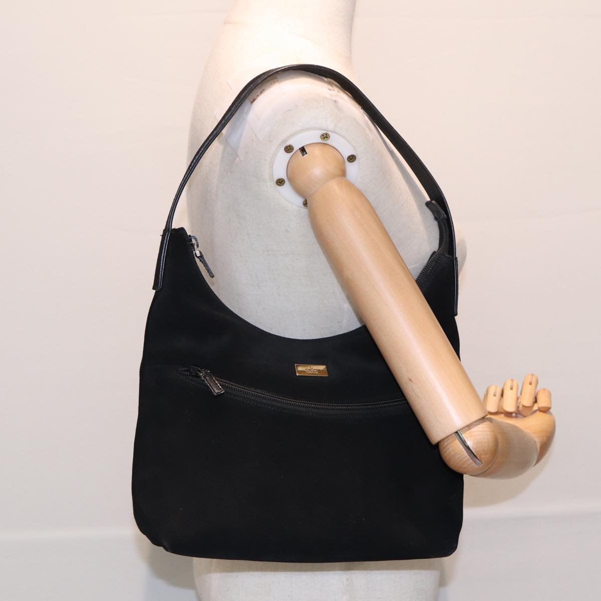 GUCCI Shoulder Bag Suede Black 001 3386 yk13807