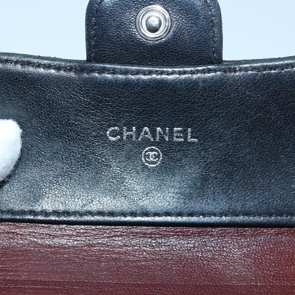 CHANEL Matelasse Compact Wallet Lamb Skin Black CC yk13810