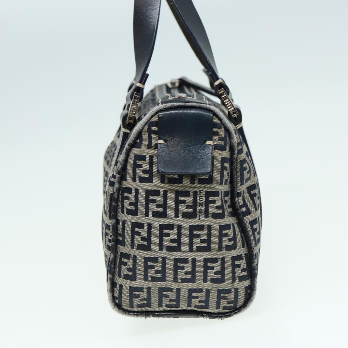 FENDI Zucchino Canvas Hand Bag Navy yk13837
