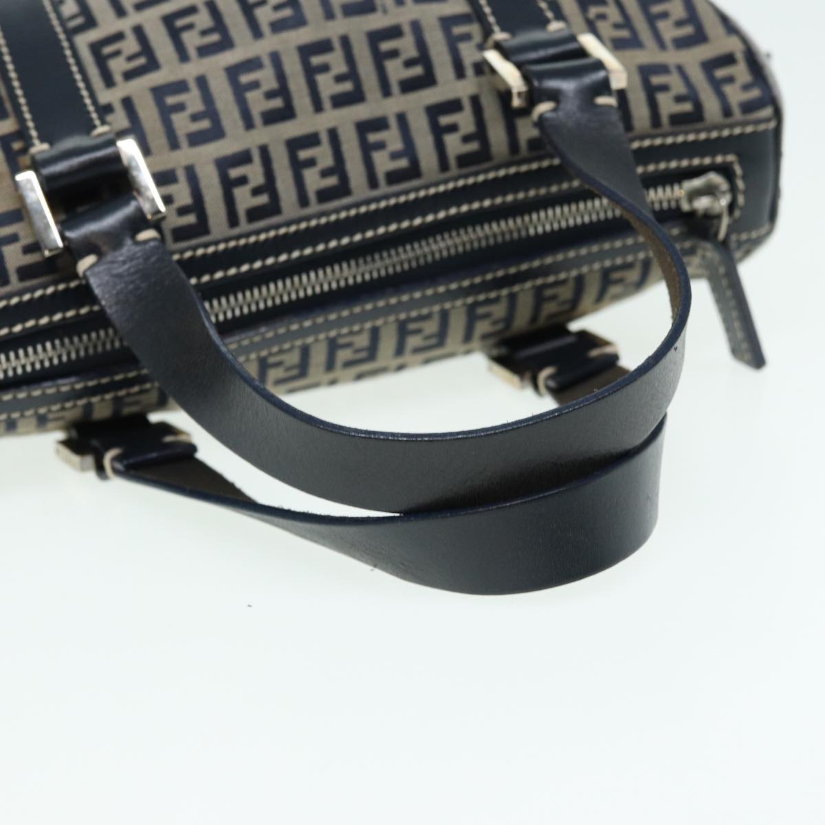 FENDI Zucchino Canvas Hand Bag Navy yk13837