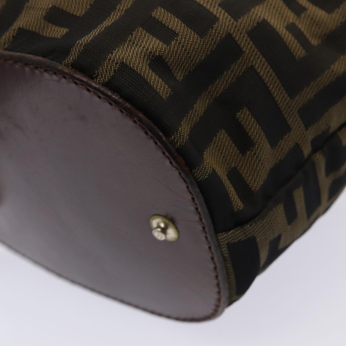 FENDI Zucca Canvas Hand Bag Brown Black yk13929