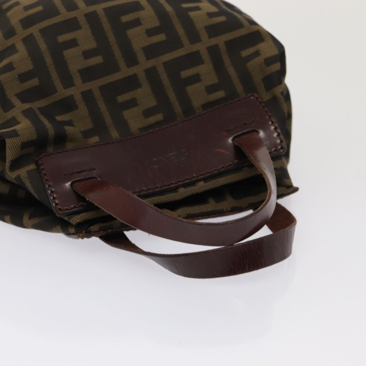 FENDI Zucca Canvas Hand Bag Brown Black yk13929