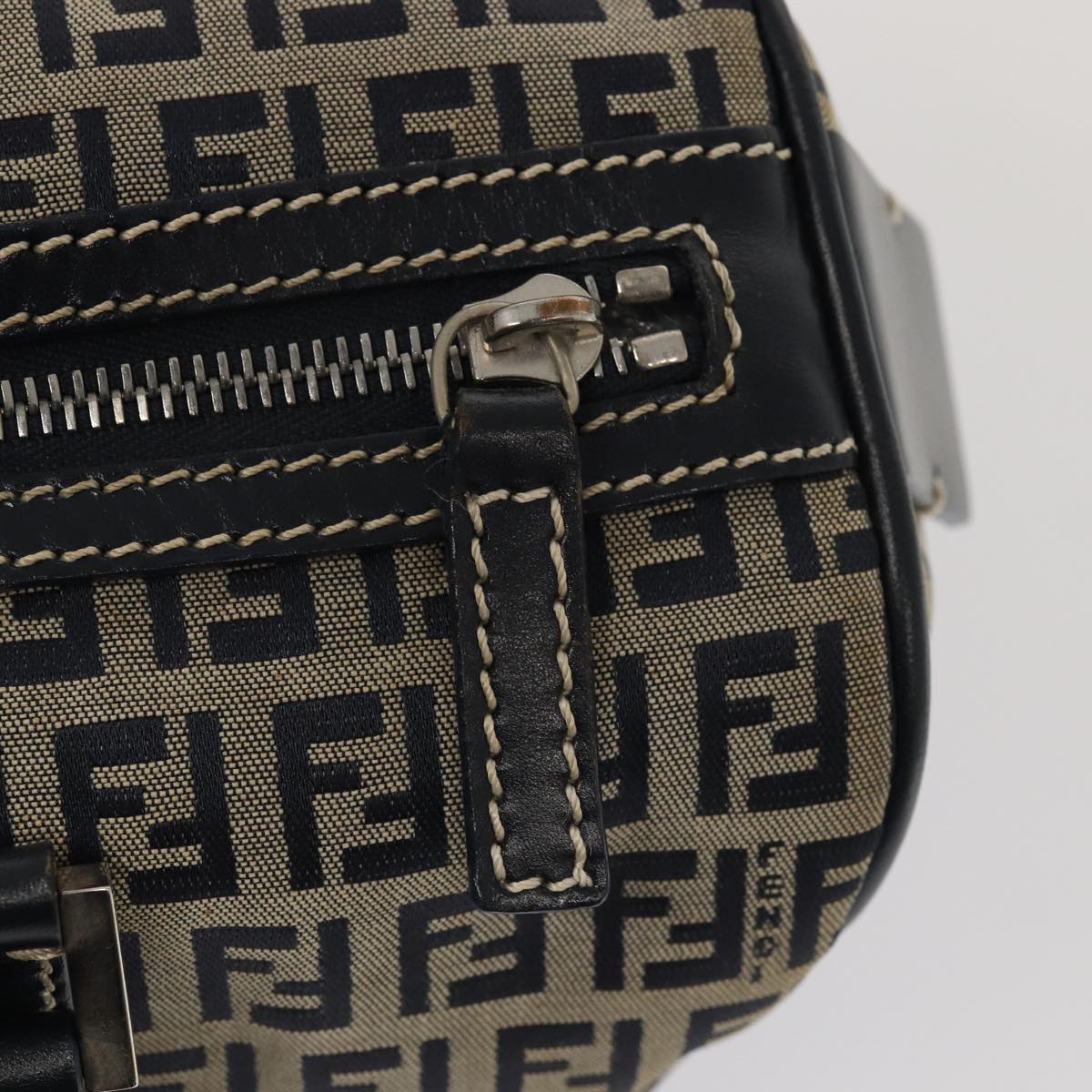 FENDI Zucchino Canvas Hand Bag Navy yk13932