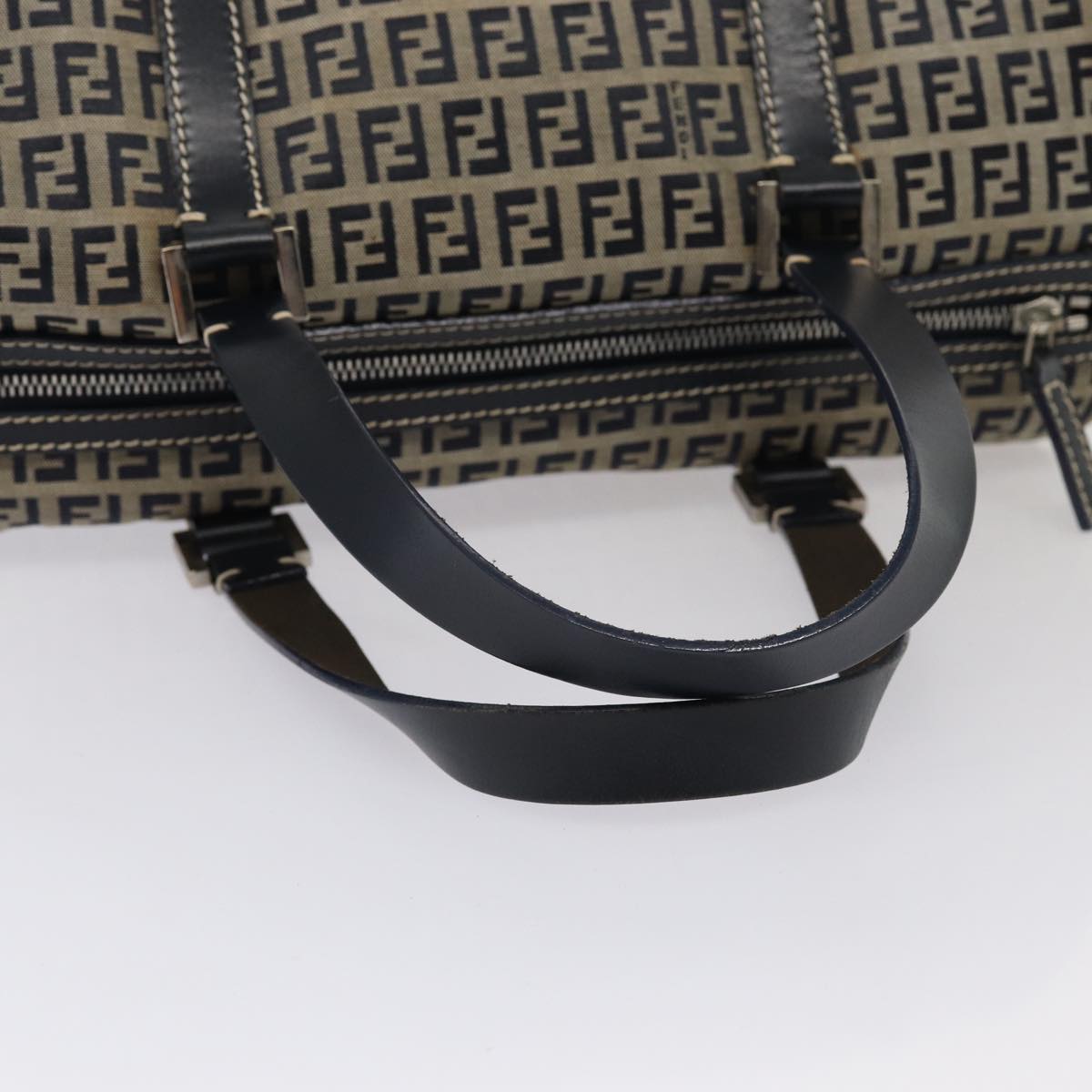FENDI Zucchino Canvas Hand Bag Navy yk13932