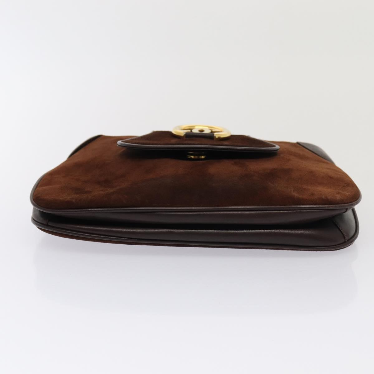 GUCCI Chain Shoulder Bag Suede Brown yk13962