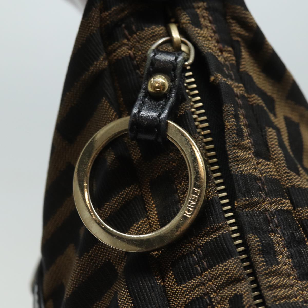 FENDI Zucca Canvas Shoulder Bag Brown Black yk13964