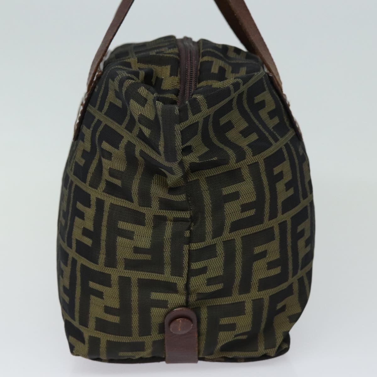FENDI Zucca Canvas Hand Bag Brown Black yk14048