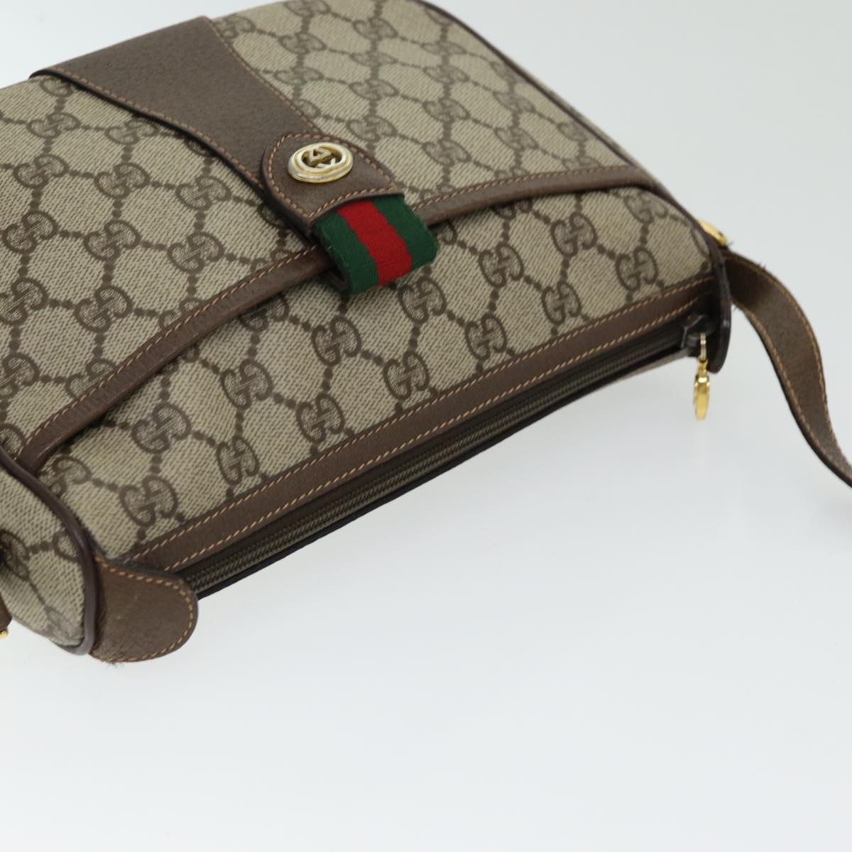 GUCCI GG Supreme Web Sherry Line Shoulder Bag PVC Beige 89 02 032 yk14049