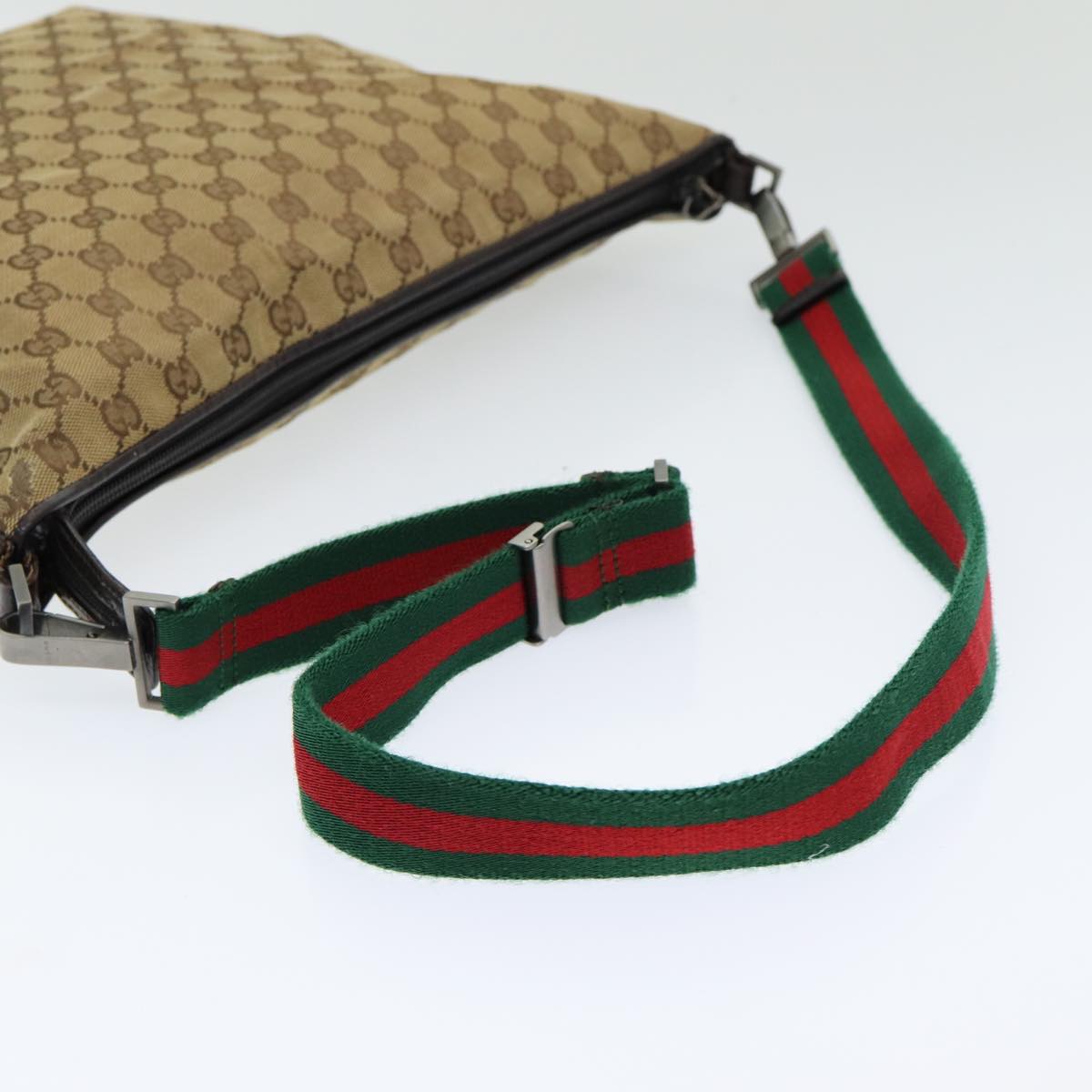 GUCCI GG Canvas Web Sherry Line Shoulder Bag Beige Red Green yk14092