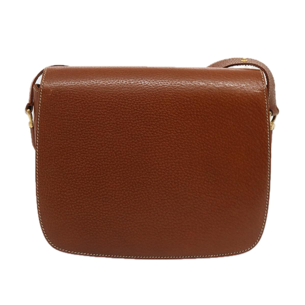 GUCCI Bamboo Shoulder Bag Leather Brown Gold yk14184