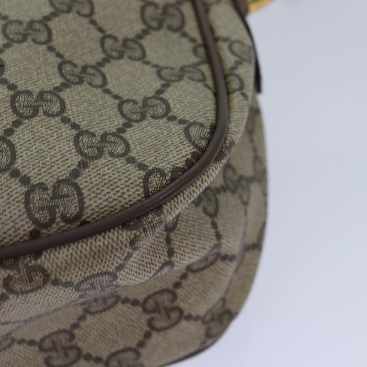 GUCCI GG Supreme Web Sherry Line Shoulder Bag PVC Beige Gold yk14355
