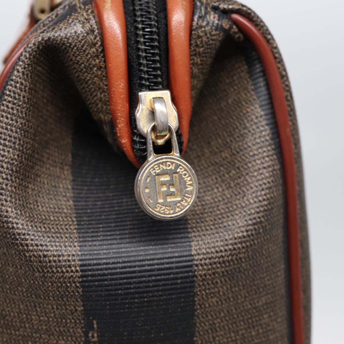 FENDI Pecan Canvas Mini Hand Bag Brown Black gold yk14400