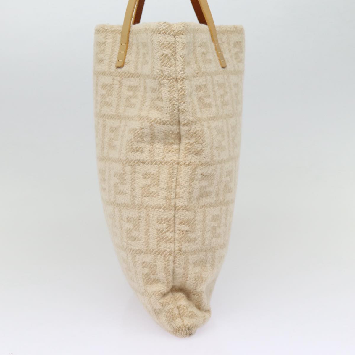 FENDI Zucca Canvas Tote Bag Wool Beige Silver yk14409