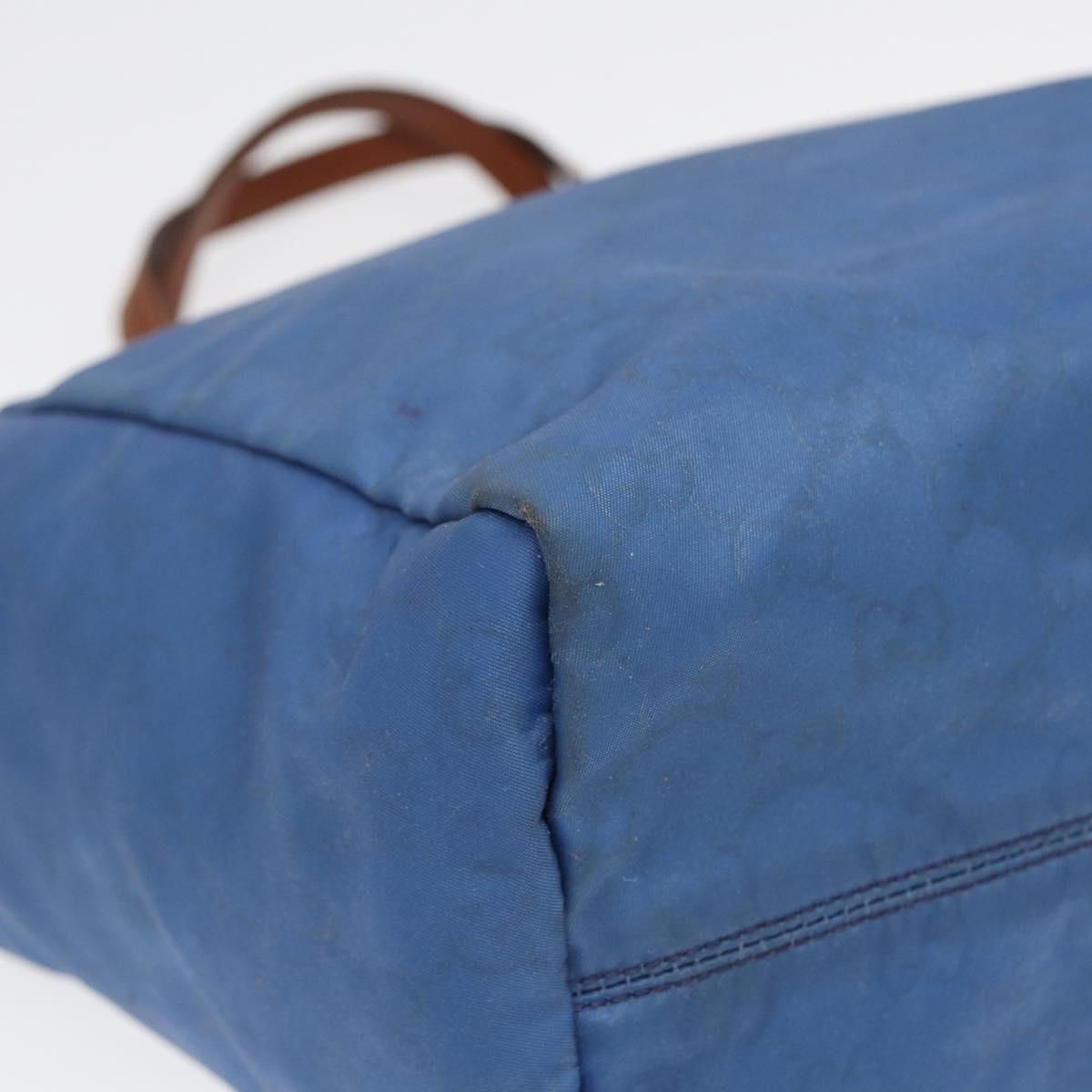 GUCCI GG Canvas Tote Bag Nylon Blue Brown Silver 282439 yk14432