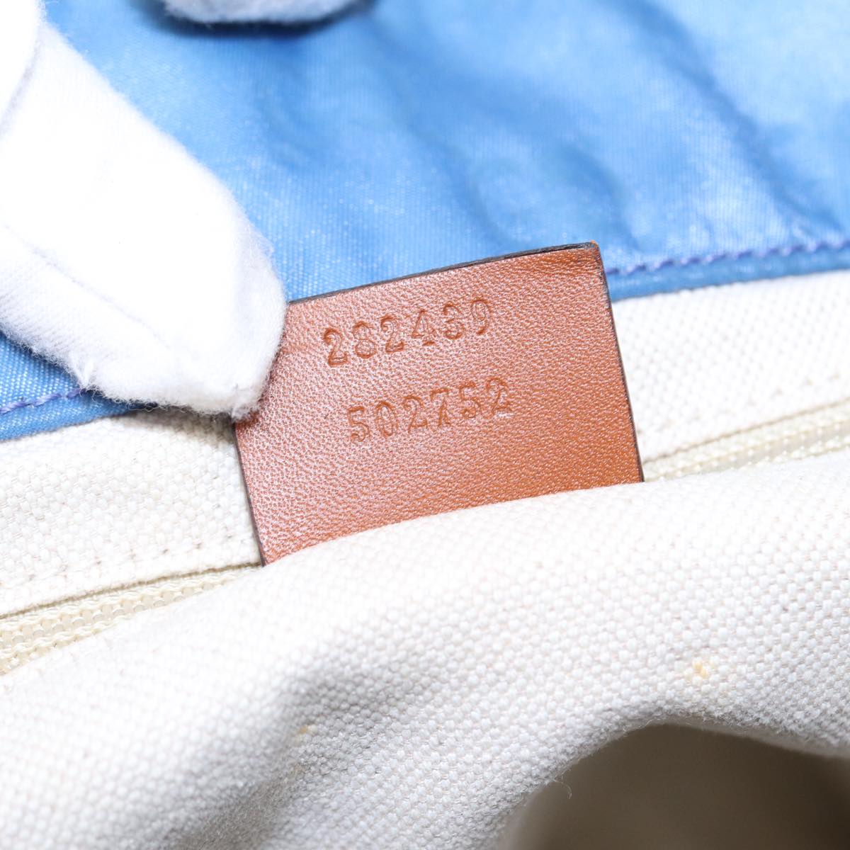 GUCCI GG Canvas Tote Bag Nylon Blue Brown Silver 282439 yk14432