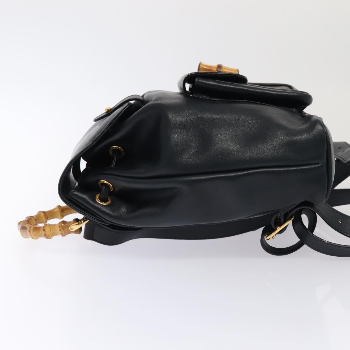 GUCCI Bamboo Backpack Leather Navy Gold 003 1705 0030 yk14502