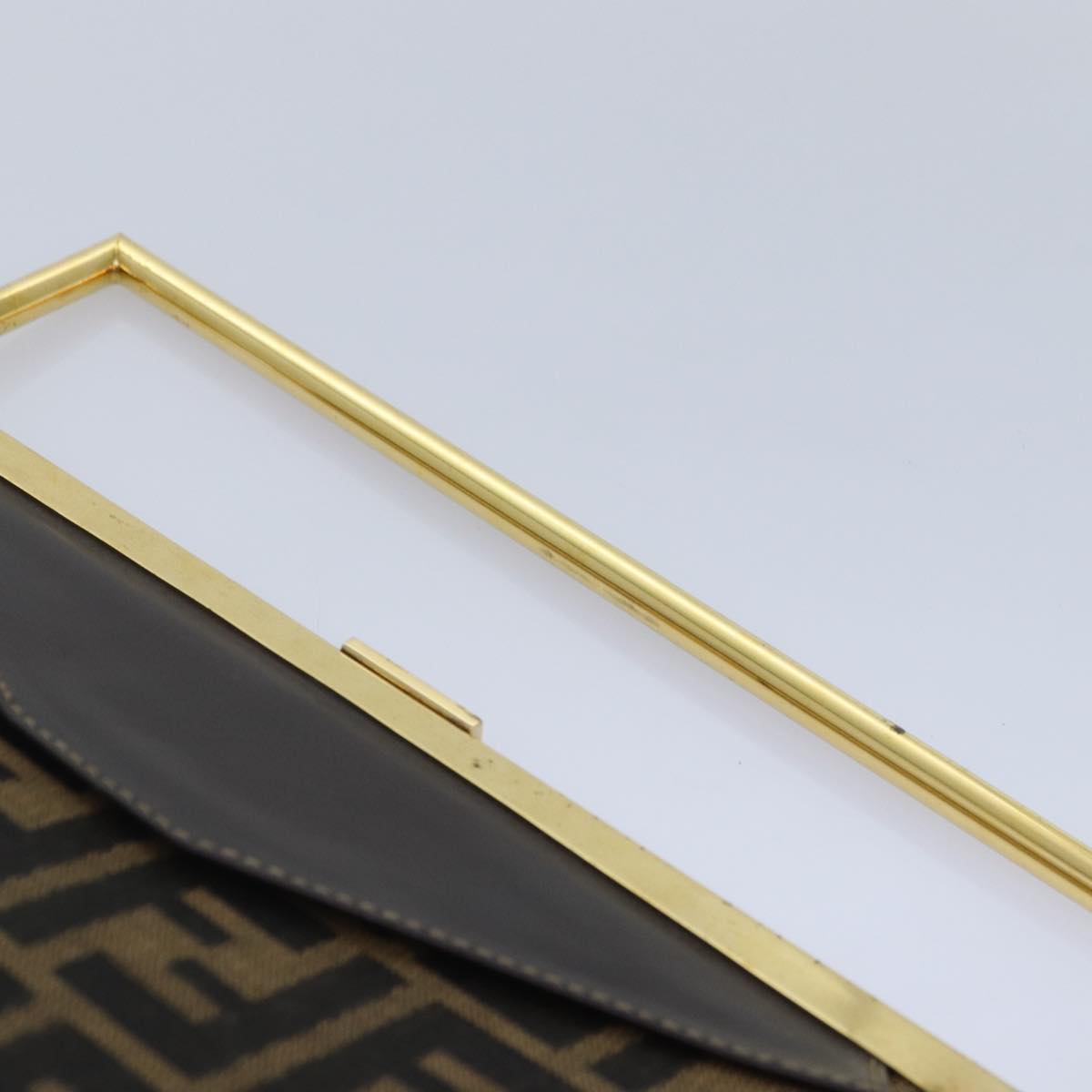 FENDI Zucca Canvas Hand Bag Gold Black Brown yk14520A