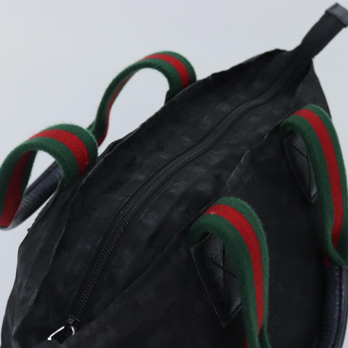 GUCCI GG Canvas Web Sherry Line Tote Bag Black Silver Red 131228 yk14541