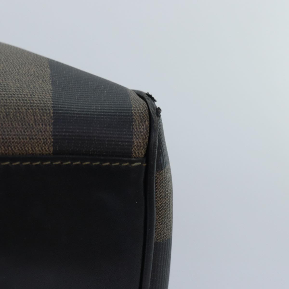FENDI Pecan Canvas Hand Bag Brown Black gold yk14550