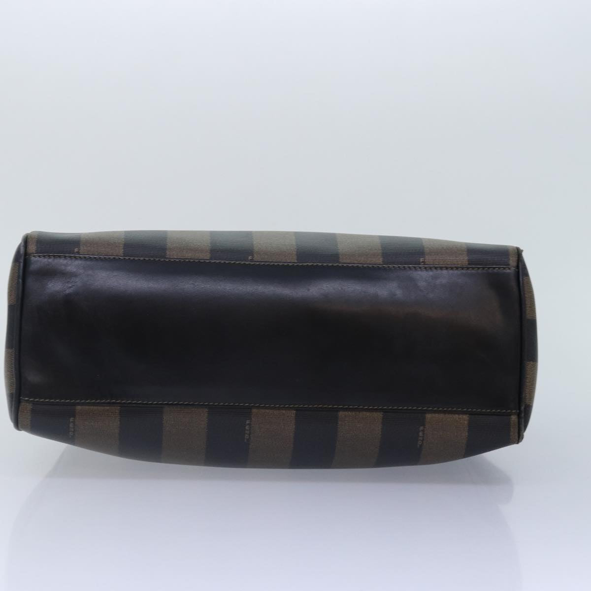 FENDI Pecan Canvas Hand Bag Brown Black gold yk14550