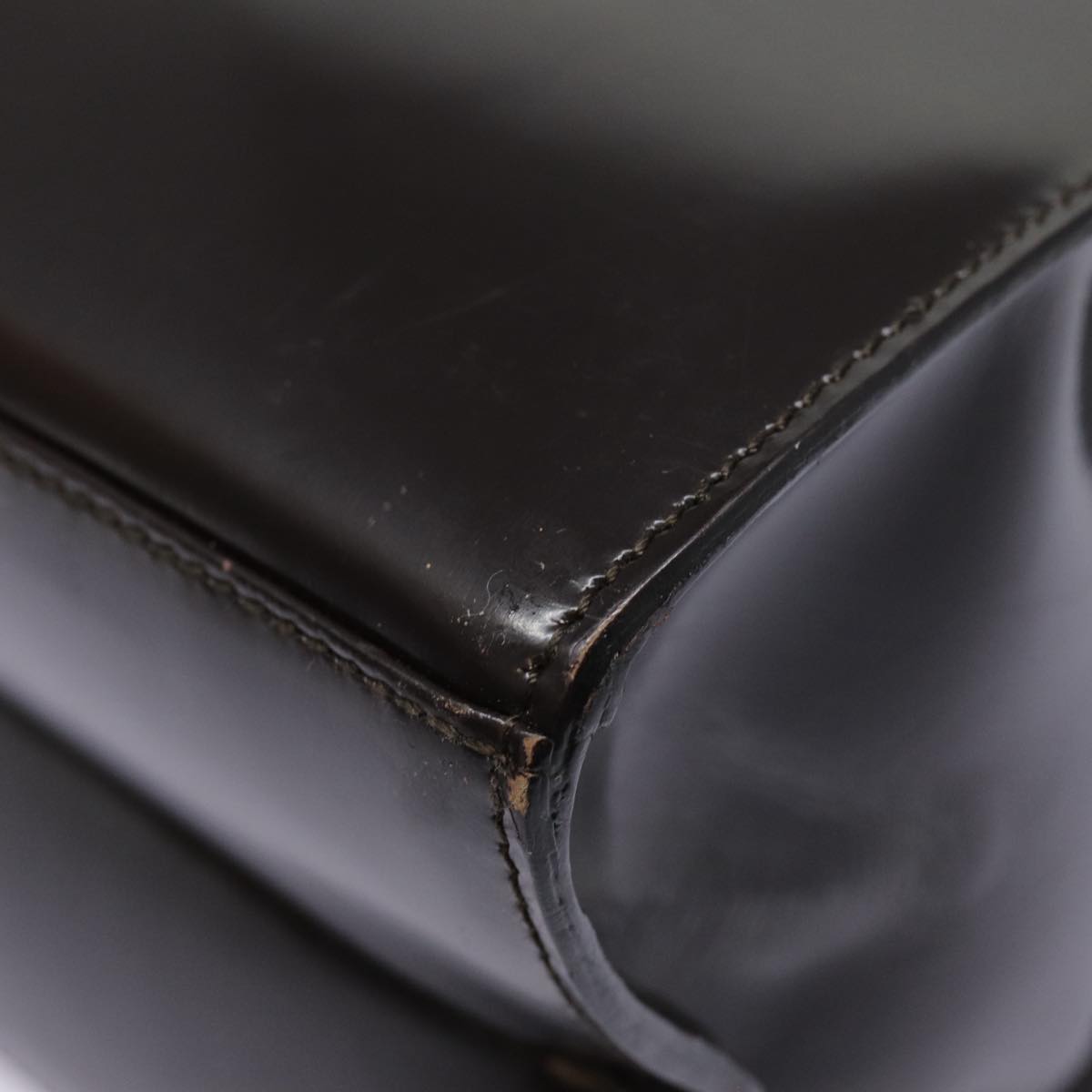GUCCI Shoulder Bag Patent leather Brown Silver 001 1013 3037 yk14572