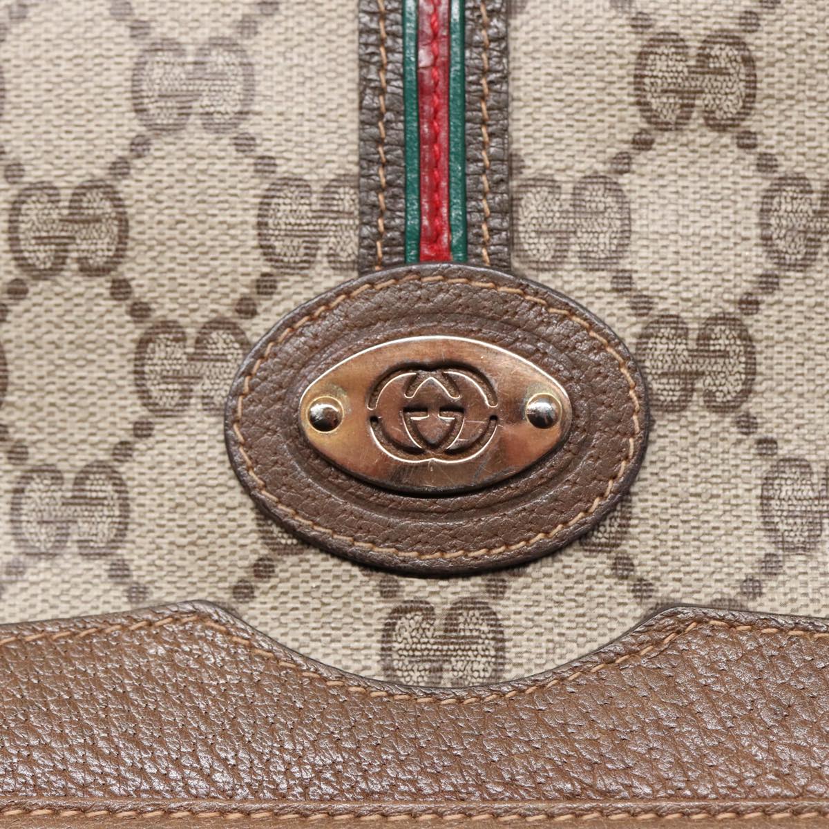 GUCCI GG Supreme Web Sherry Line Shoulder Bag PVC Beige Gold yk14618
