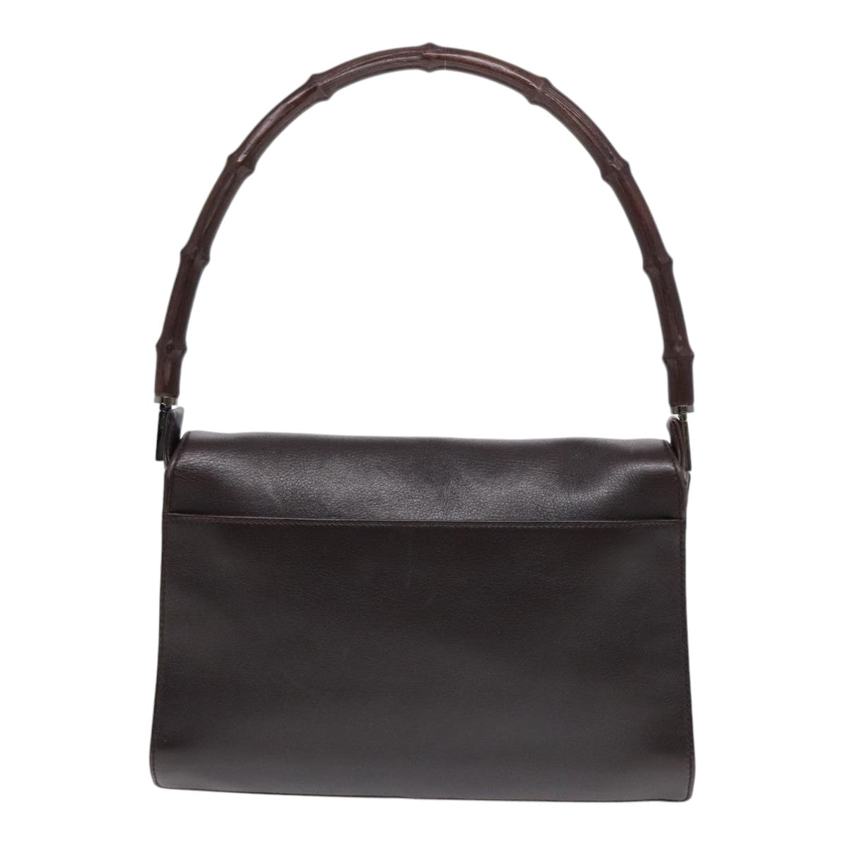 GUCCI Bamboo Shoulder Bag Leather Brown Silver 001 3239 yk14661