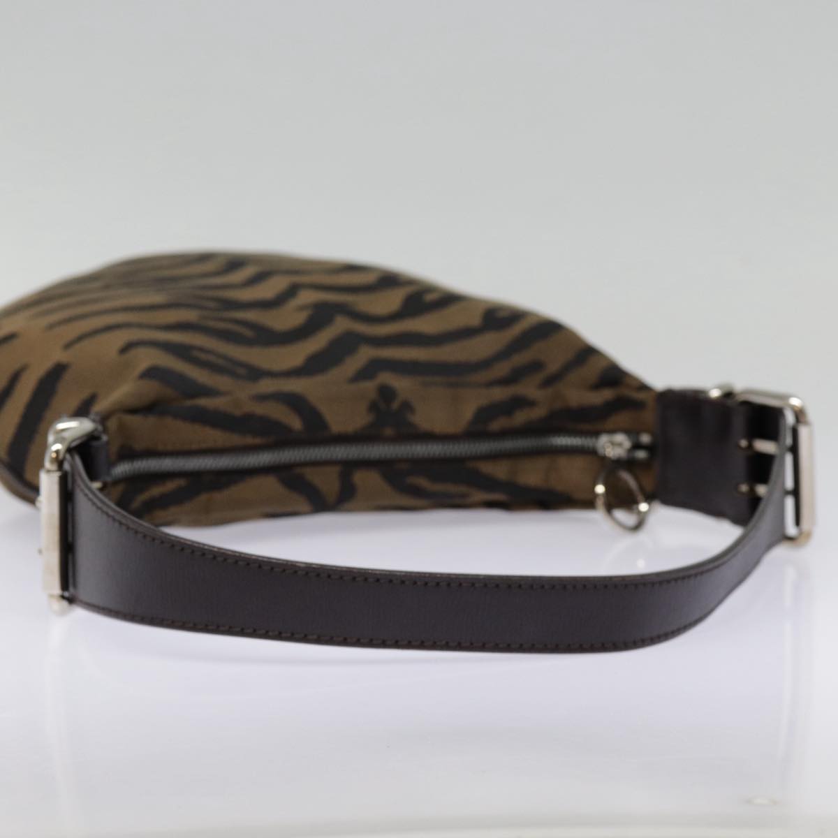 FENDI Shoulder Bag Canvas Silver Brown yk14745