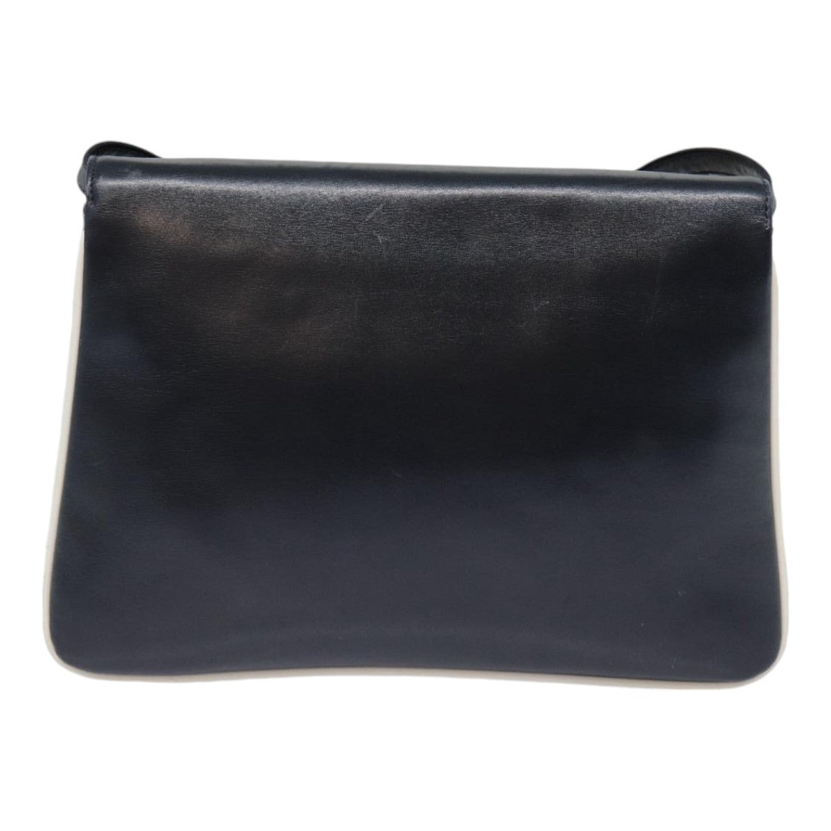 GUCCI Shoulder Bag Leather Navy Gold yk14768