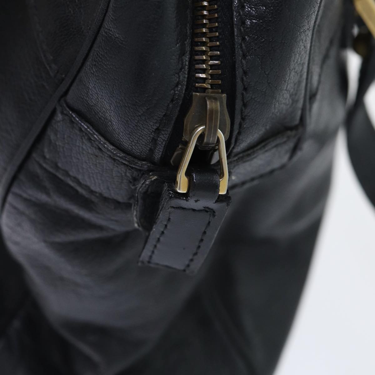 GUCCI Interlocking Shoulder Bag Leather Black Gold 121544 yk14805