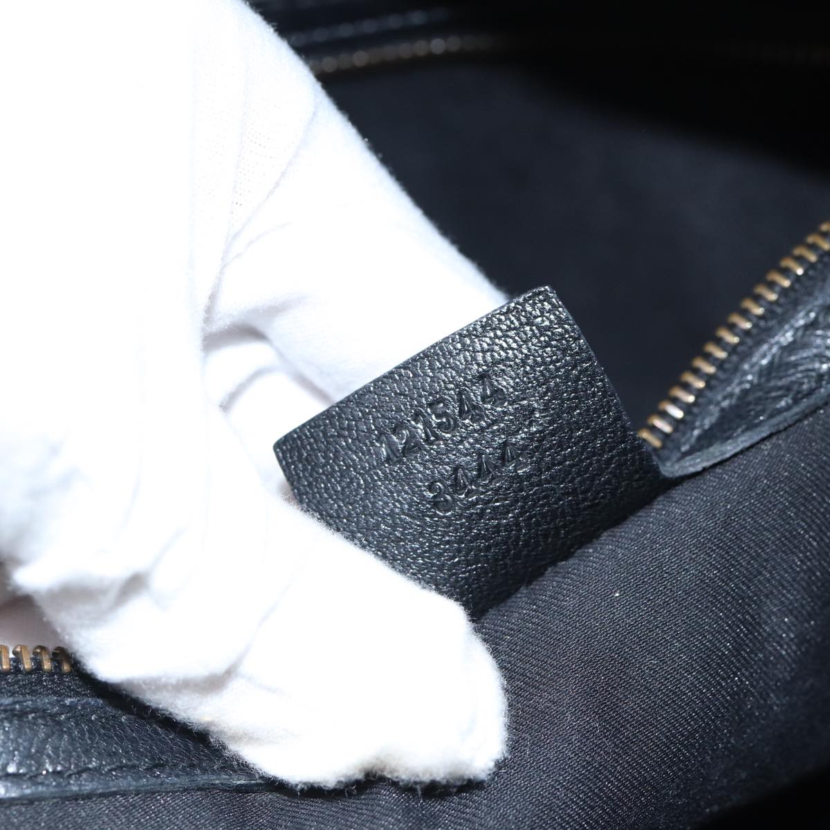 GUCCI Interlocking Shoulder Bag Leather Black Gold 121544 yk14805