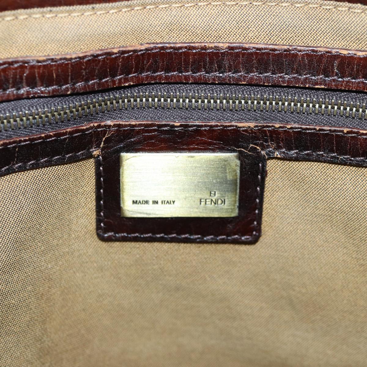 FENDI Zucca Canvas Hand Bag Brown Black yk14810