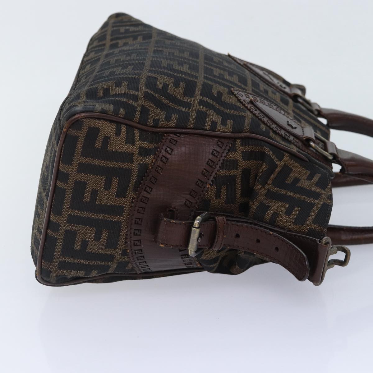 FENDI Zucca Canvas Hand Bag Brown Black yk14810