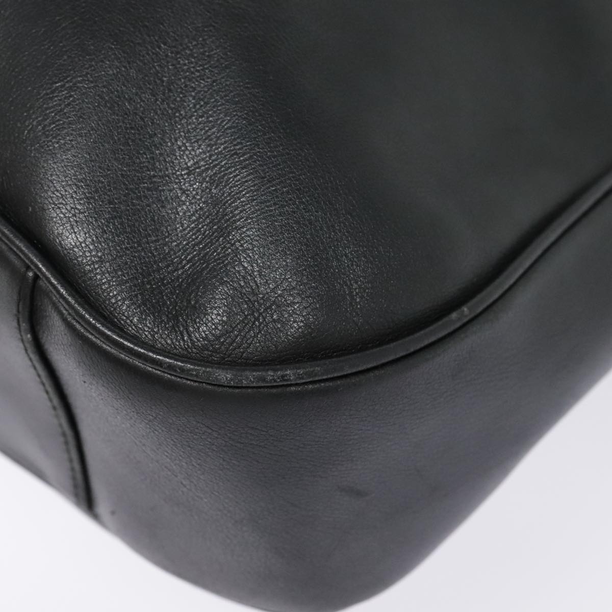 GUCCI Bamboo Hand Bag Leather Black Gold yk14858