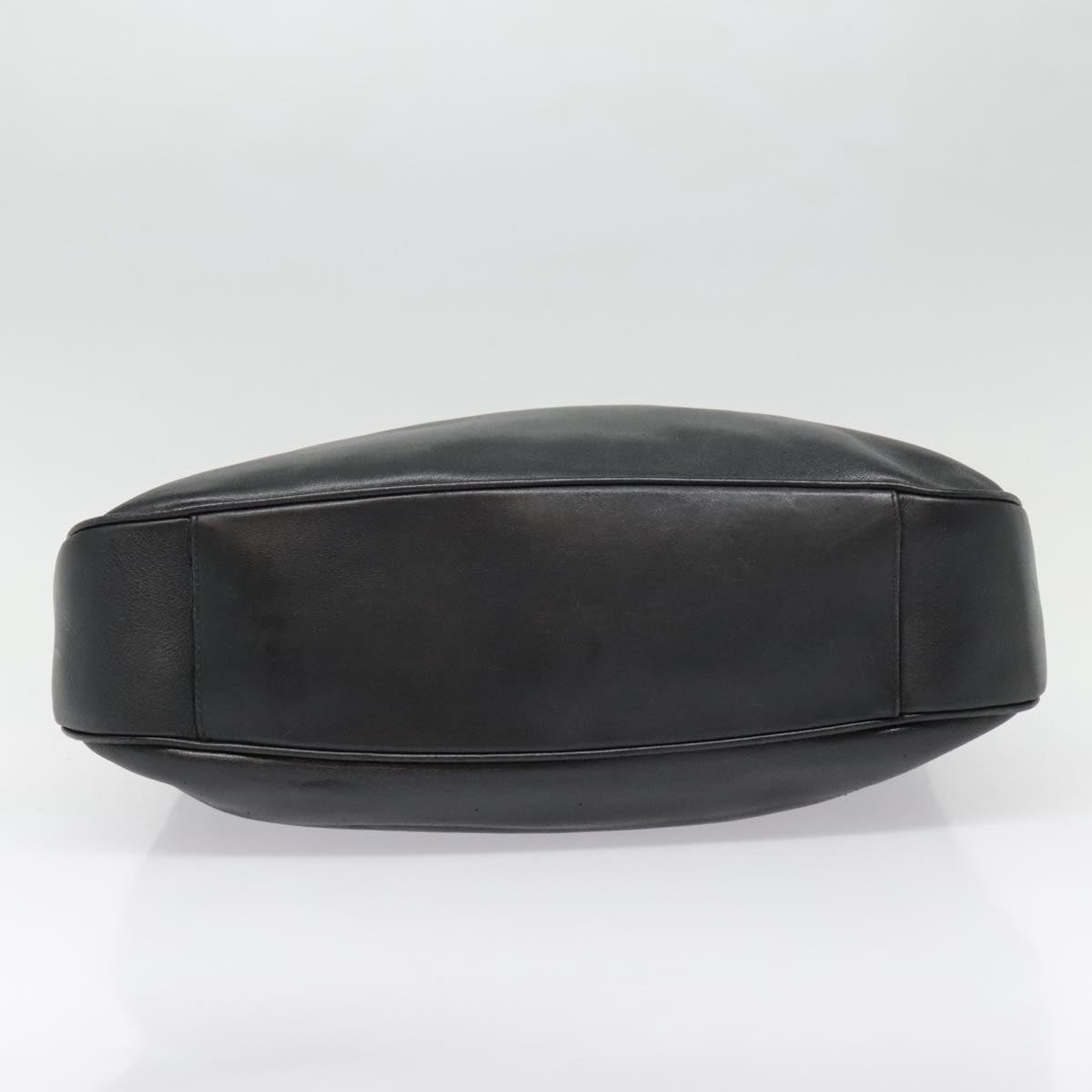 GUCCI Bamboo Hand Bag Leather Black Gold yk14858