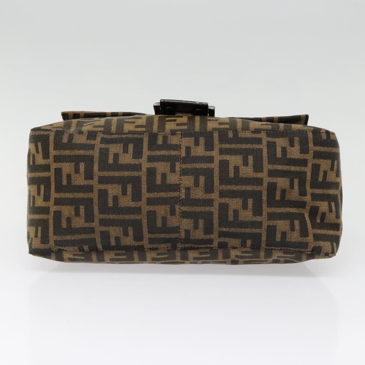 FENDI Zucca Canvas Mamma Baguette Shoulder Bag Brown Black Silver yk14866A