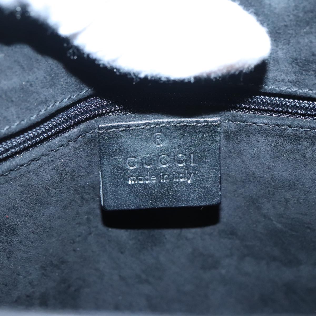GUCCI Shoulder Bag Leather Black Silver yk14966