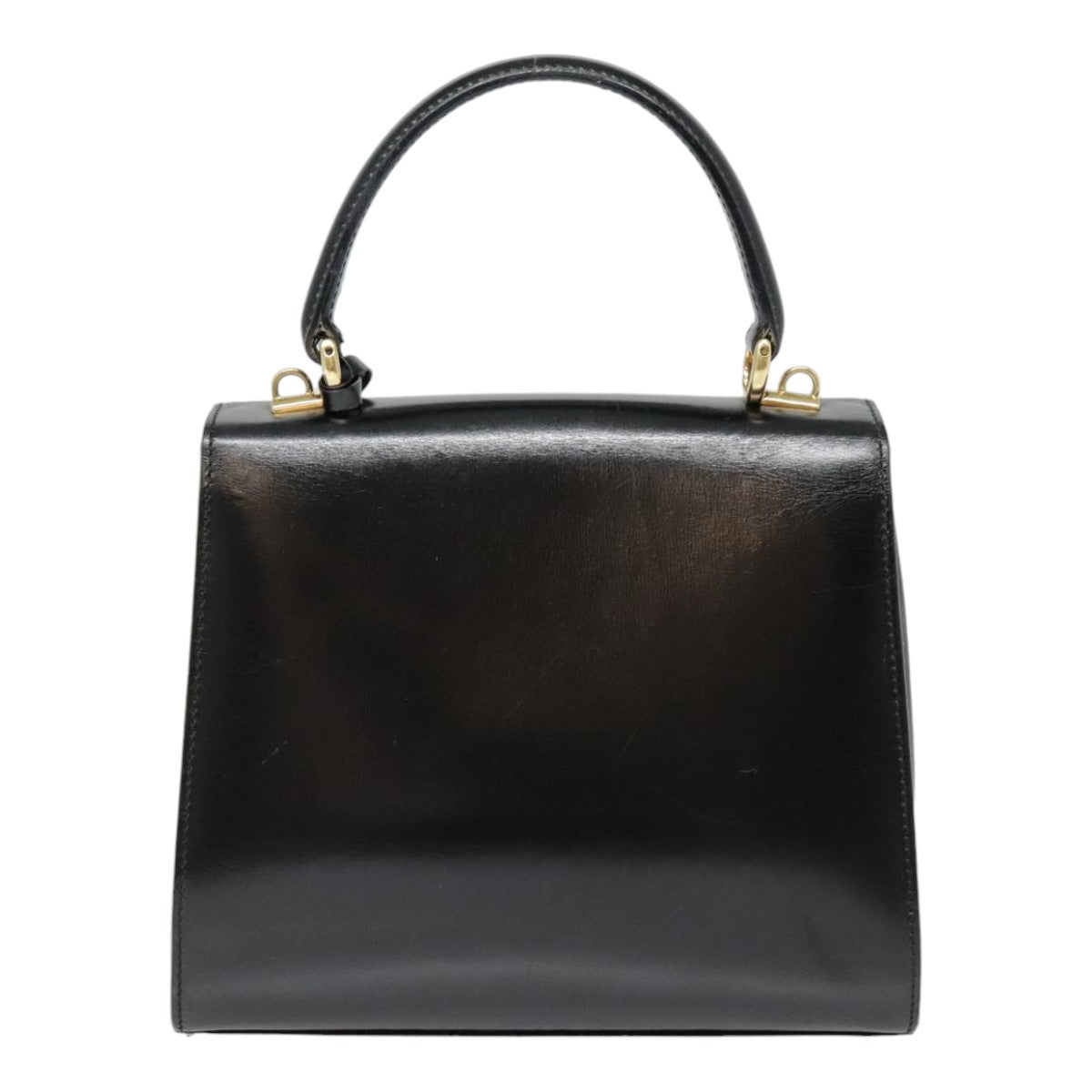 GUCCI Ready Lock Hand Bag Leather Black Gold 000 926 0211 yk14986