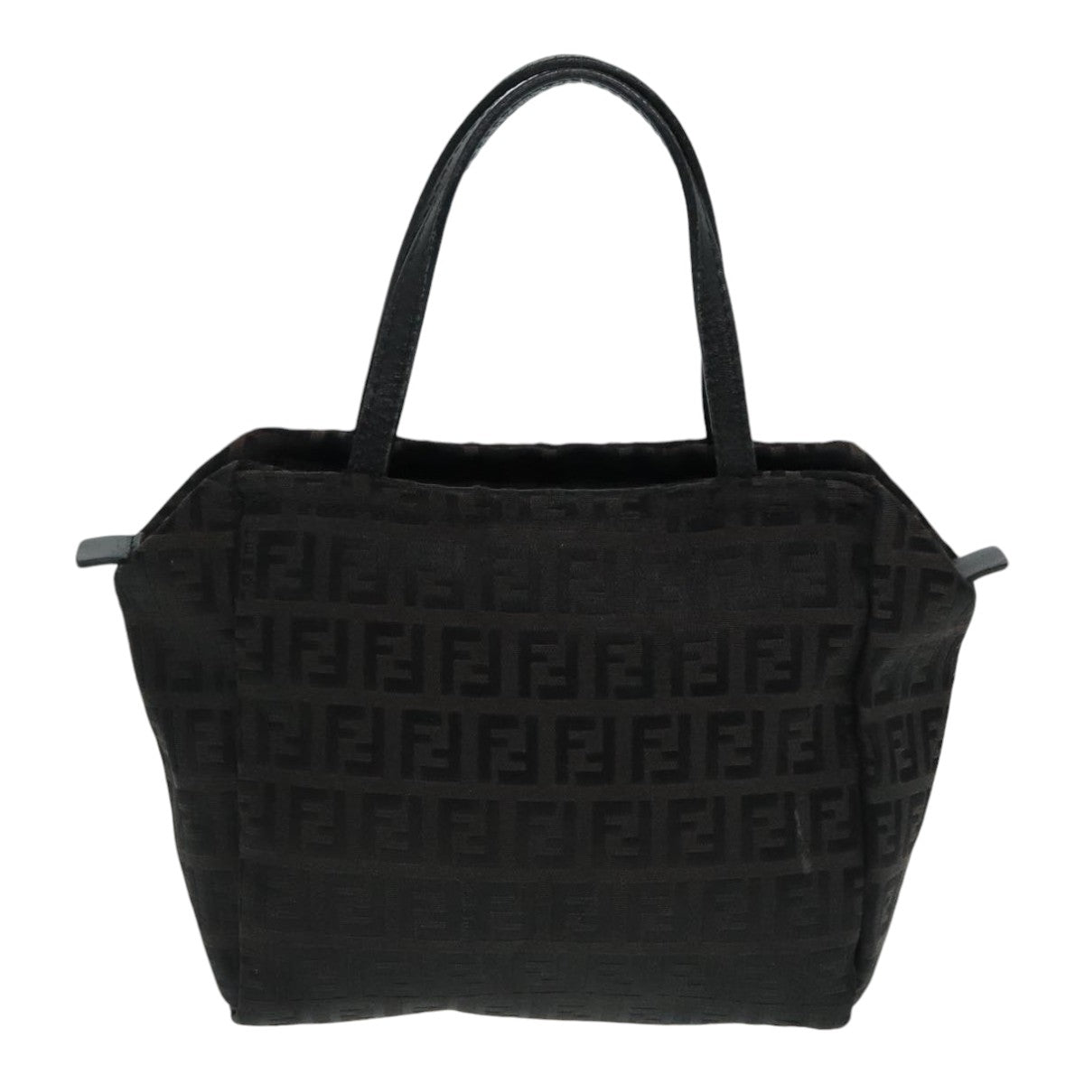FENDI Zucchino Canvas Hand Bag Silver Black yk15013