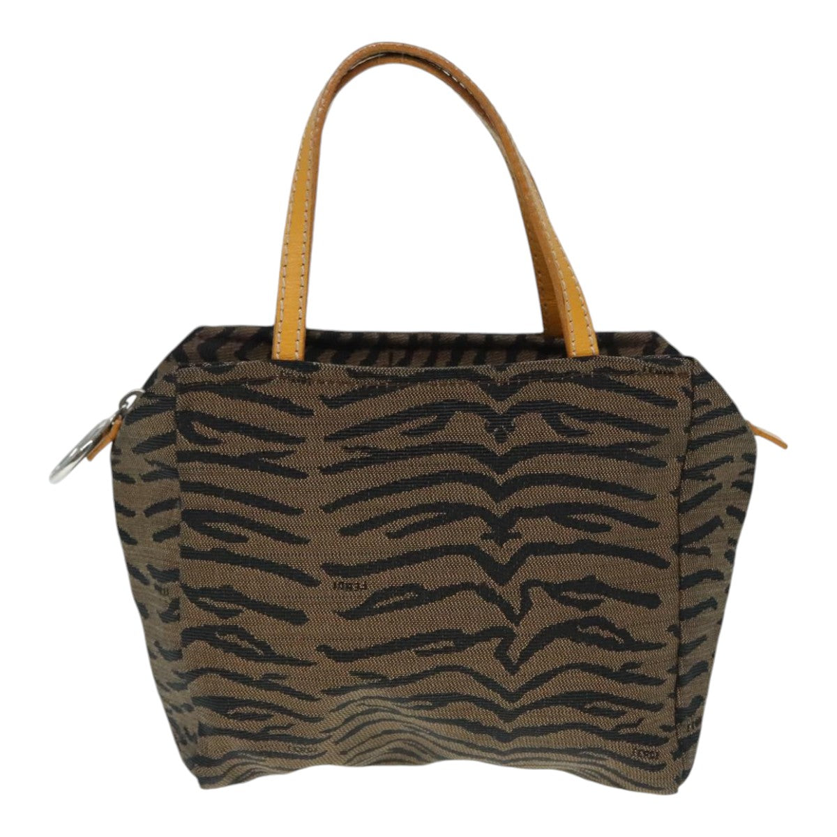 FENDI Hand Bag Canvas Brown Silver yk15027