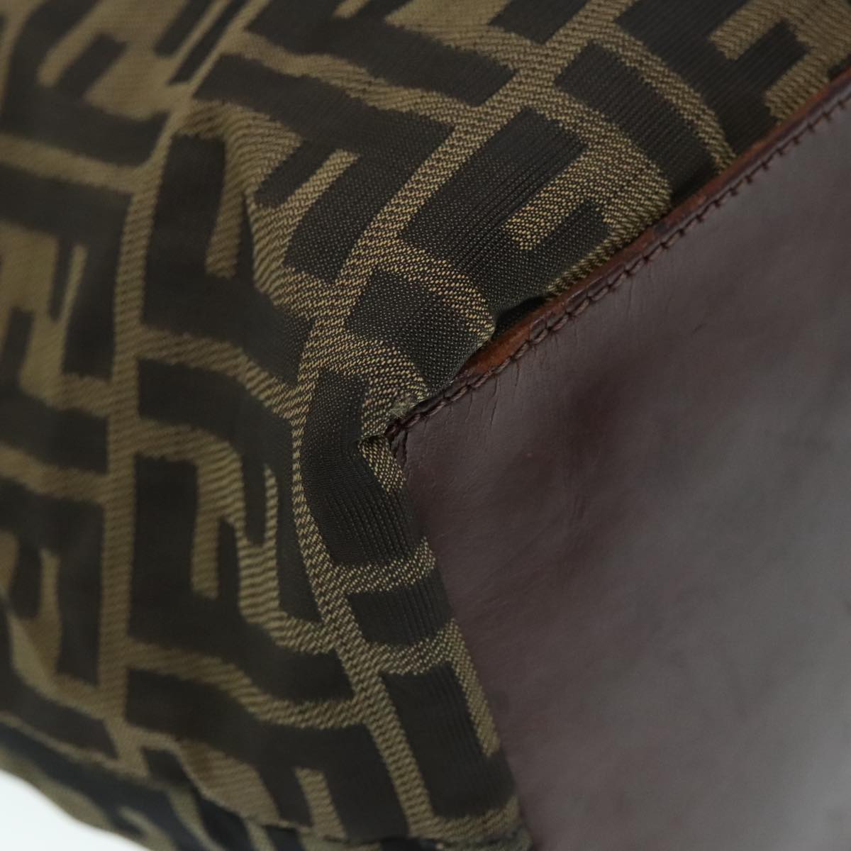 FENDI Zucca Canvas Tote Bag Brown Black Silver yk15049