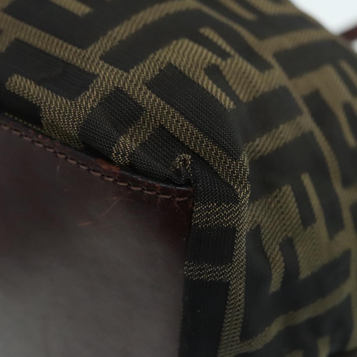 FENDI Zucca Canvas Tote Bag Brown Black Silver yk15049