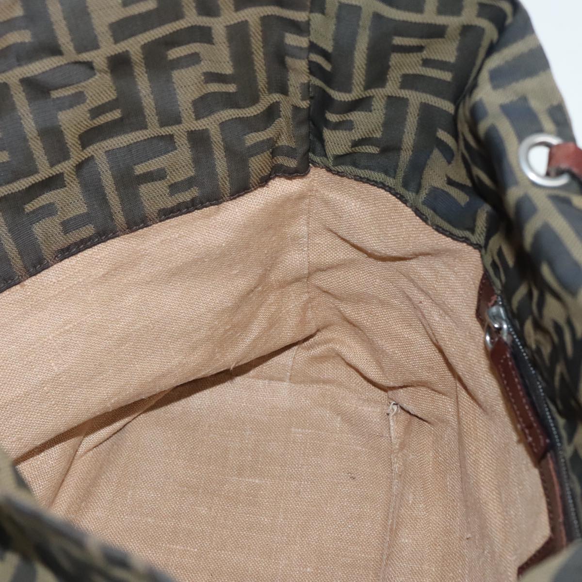 FENDI Zucca Canvas Tote Bag Brown Black Silver yk15049
