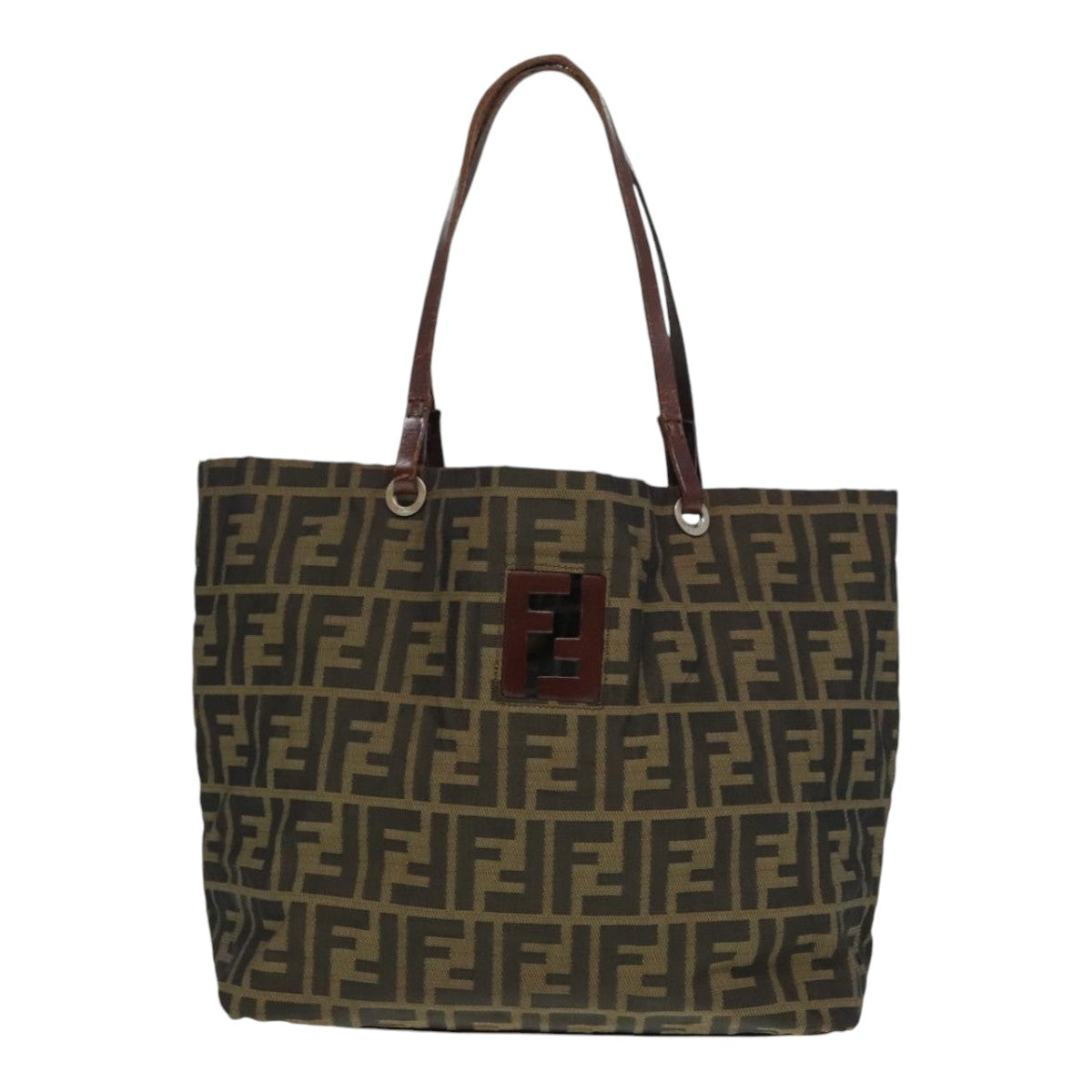 FENDI Zucca Canvas Tote Bag Brown Black Silver yk15049