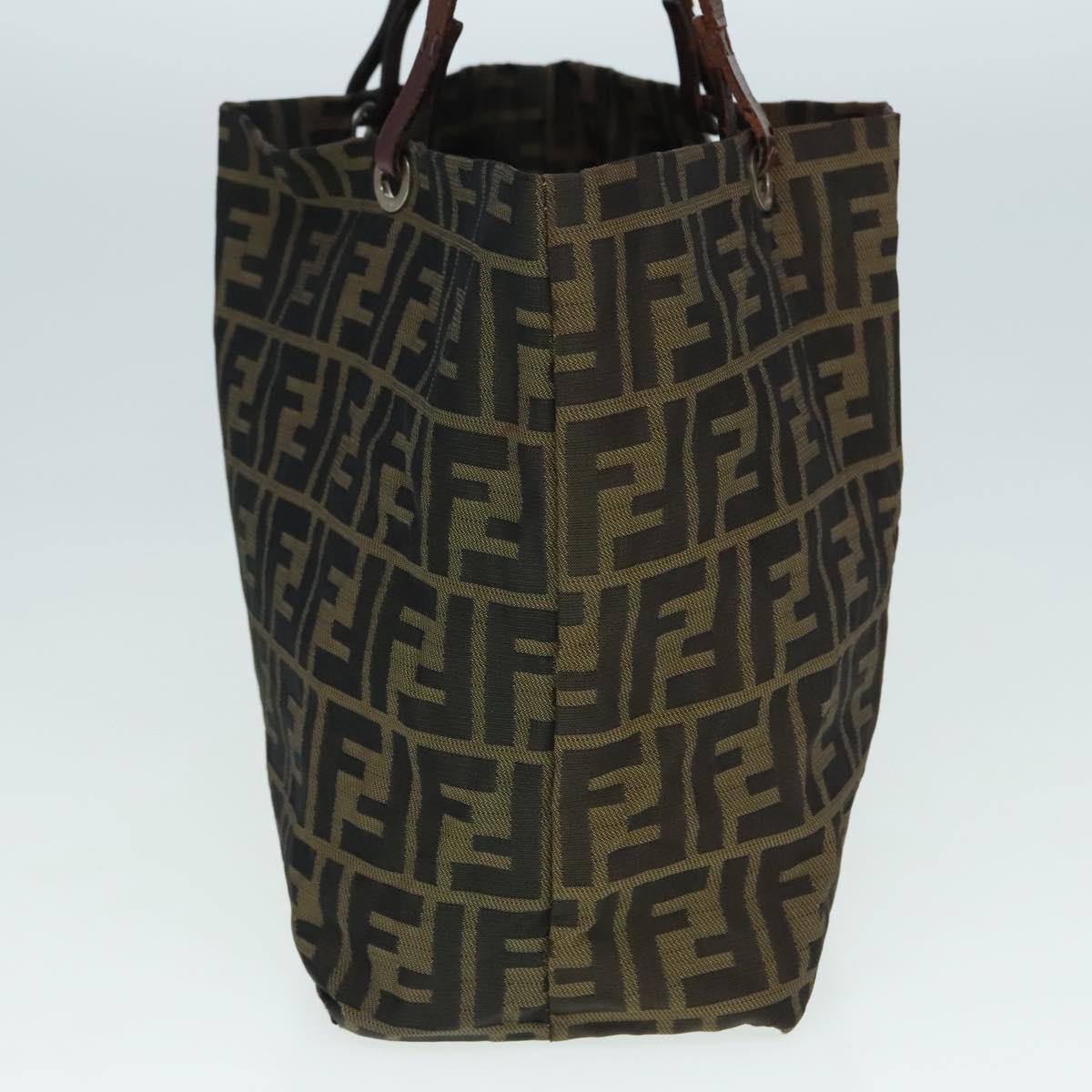 FENDI Zucca Canvas Tote Bag Brown Black Silver yk15049