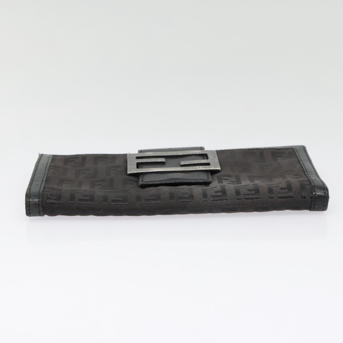 FENDI Zucchino Canvas Long Wallet Black Silver yk15074